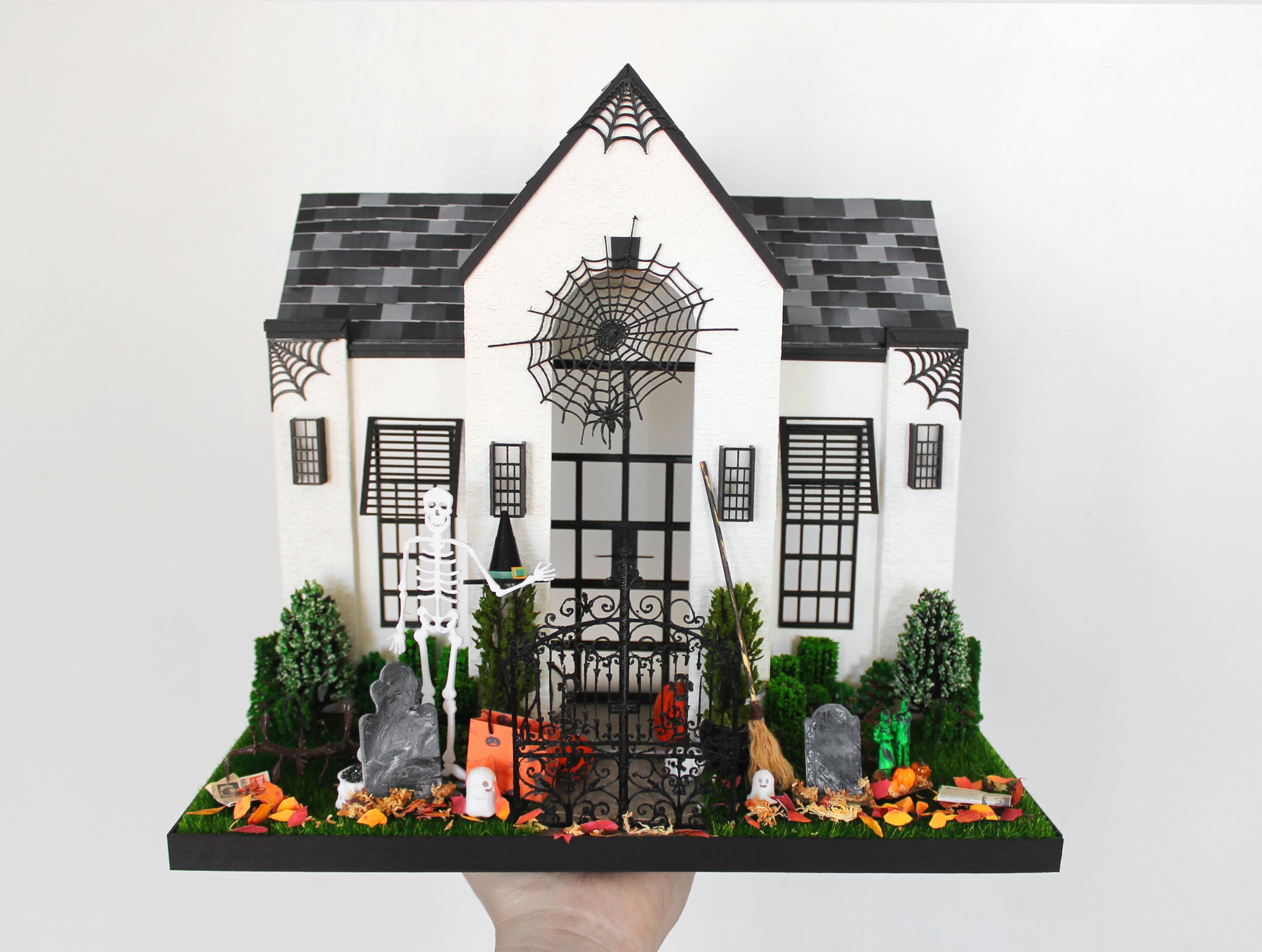 Miniature Halloween Pumpkins + Skeleton