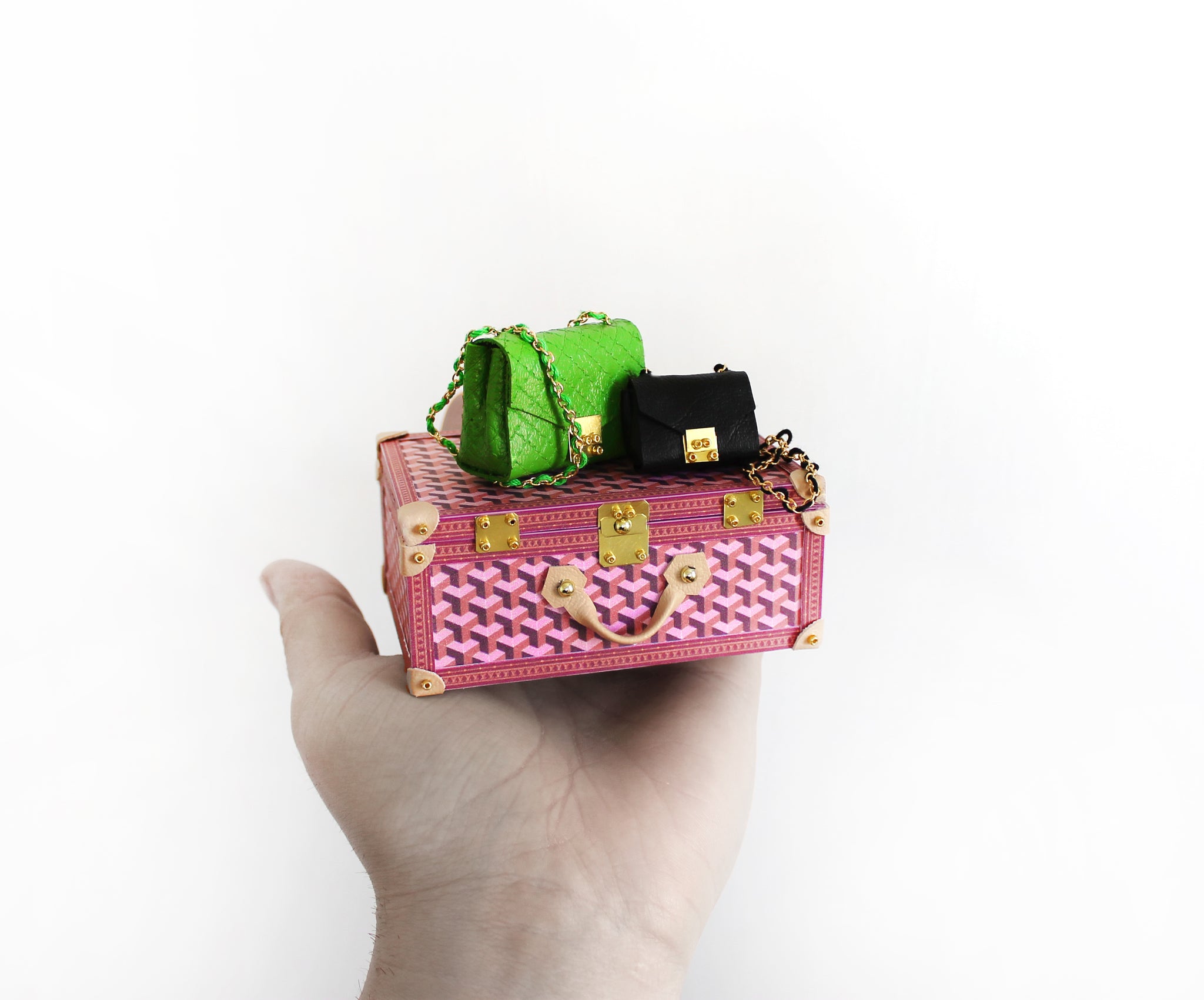 Miniature Geometric Travel Suitcase TRIO