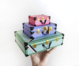 Miniature Geometric Travel Suitcase TRIO