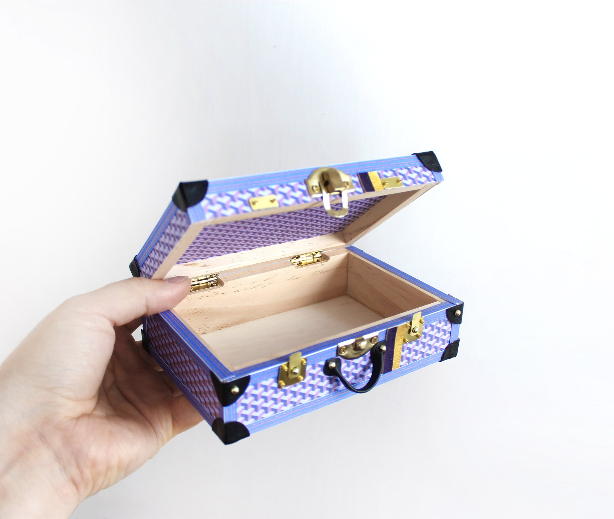 Miniature Geometric Travel Suitcase TRIO