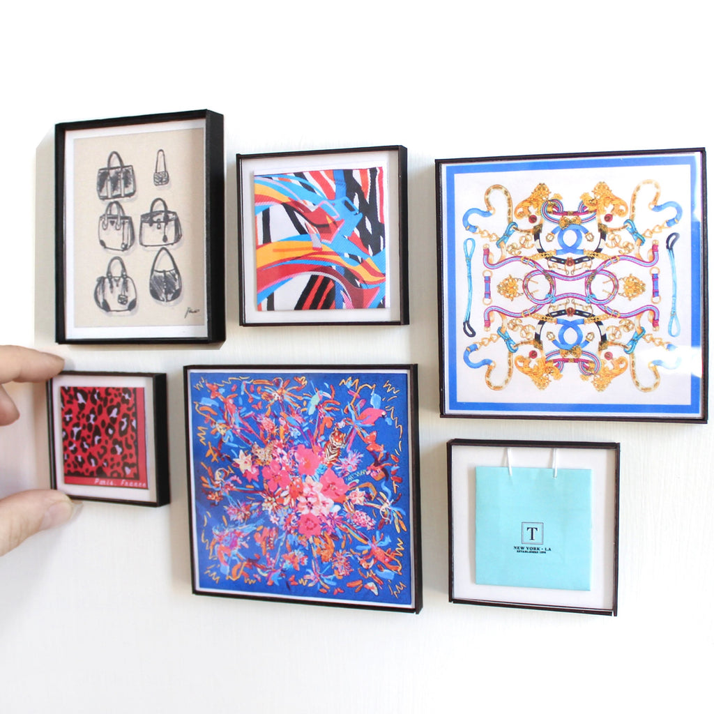 Miniature Framed Scarves + Fashion Artwork