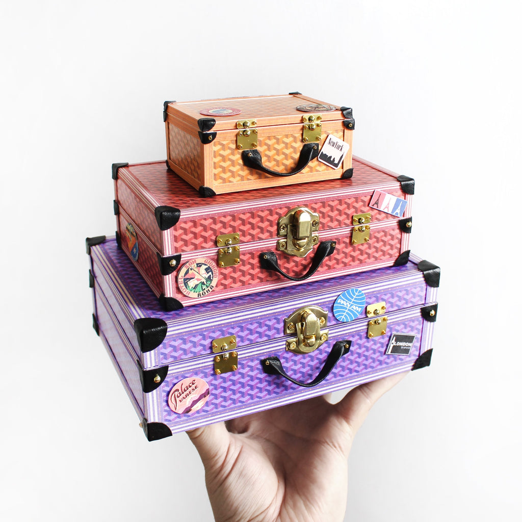 Miniature Geometric Travel Suitcase TRIO